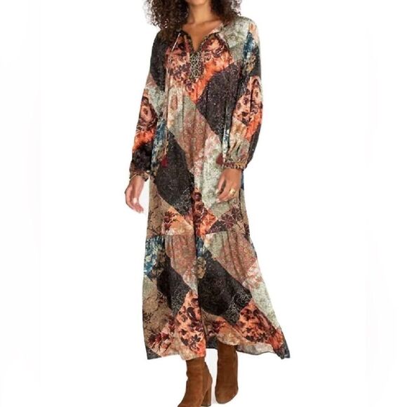 JOHNNY WAS Mabel Silk Boho Dress in Multi M - Picture 1 of 8